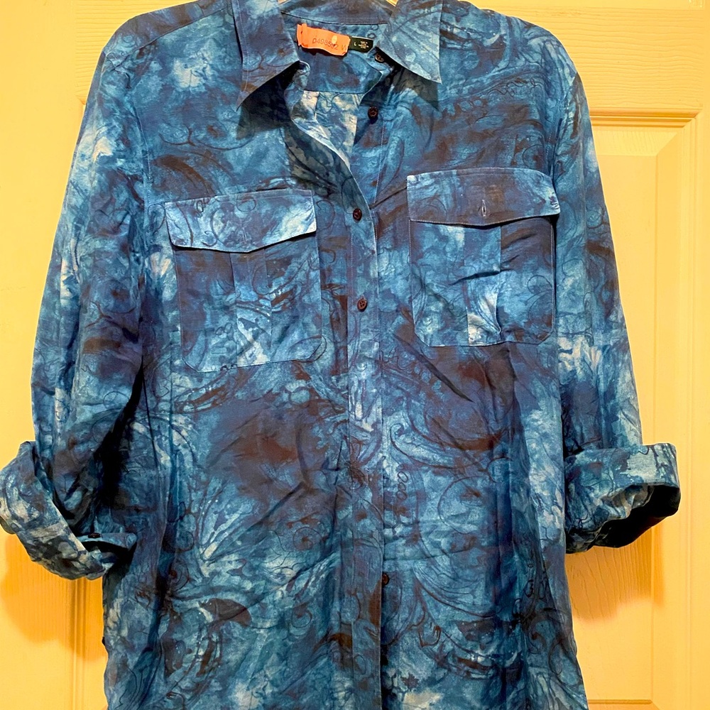 COPY - Lauren Ralph Lauren linen button-down in blue LG